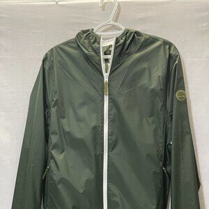 Timberland Performance Full Zip Vented Windbreaker Rain Jacket Green Hooded Sz M